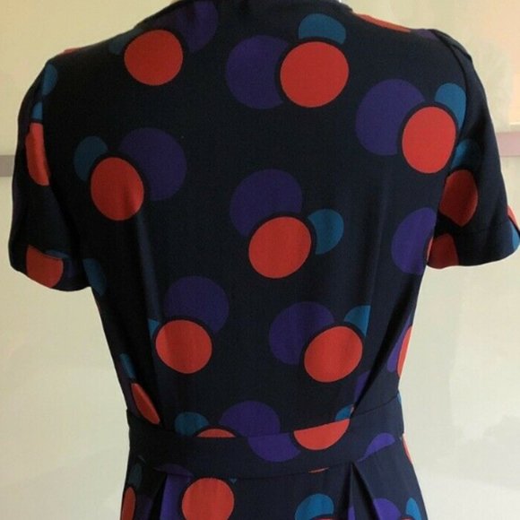 MARC JACOBS Navy Silk Dress with Polka Dot Party Prom Dress - Size  4 - Picture 9 of 15